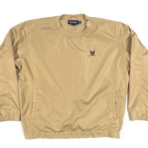 VTG Polo Golf Ralph Lauren Pullover Mens Sz L Beige Tan Windbreaker Crest